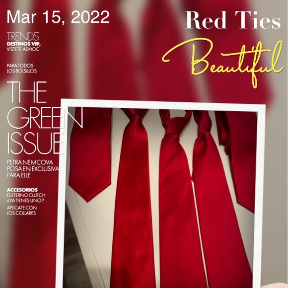 5 Solid Red Polyester Mens Tie(s) BUNDLE PRICE for All 5 Ties❗️ - Picture 13 of 16